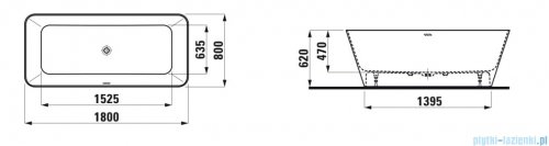 Laufen Linden wanna wolnostojąca kompozytowa biała 180 x 80 cm H2209420000001