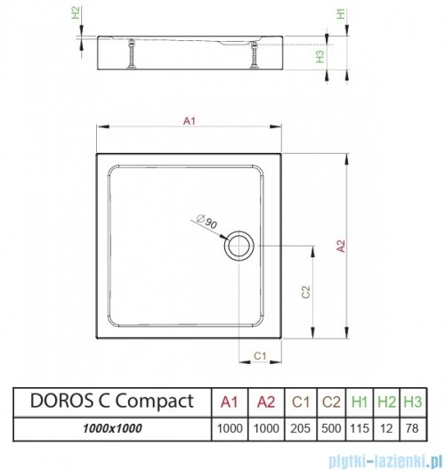 Radaway Doros C Compact Stone brodzik 100x100 kaszmirowy SDRC1010-05-84S