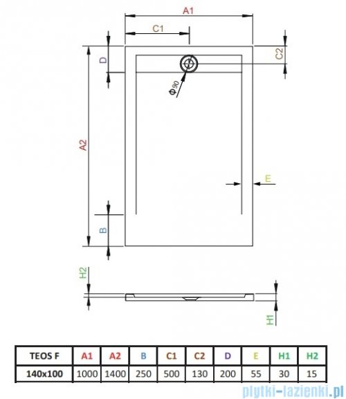 Radaway Teos F brodzik 140x100cm biały HTF140100-04