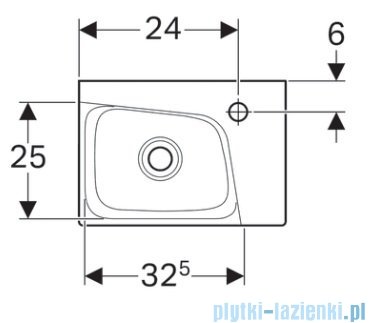 Geberit Xeno 2 Umywalka ścienna z otworem na baterię z prawej strony 40x28 cm 500.529.01.1