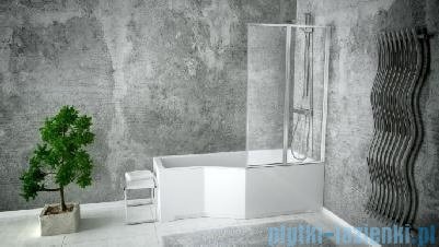 Besco Integra 170x75cm wanna prawa + parawan 2-skrz + obudowa + syfon #WAI-170-PP2/#OAI-170-NS/19975