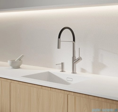 Omnires Vita bateria kuchenna z wyciąganą wylewką nikiel szczotkowany/czarny mat VI6350BLNI