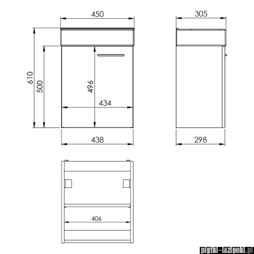 Elita Tiny Set szafka z umywalką komplet 45x61x30cm biały połysk 165072