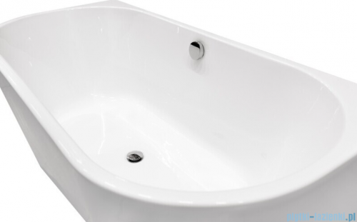 Besco Vica New wanna 160x80cm wolnostojąca przyścienna z odpływem klik-klak czarny matt z napełnieniem przez przelew #WAS-160VNCN