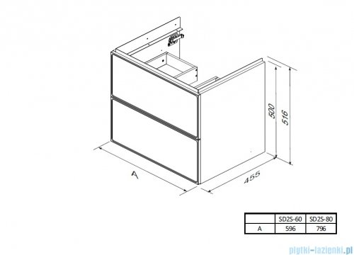 Oristo Lagom szafka podumywalkowa wisząca 80x50x45 biały mat OR53-SD2S-80-2