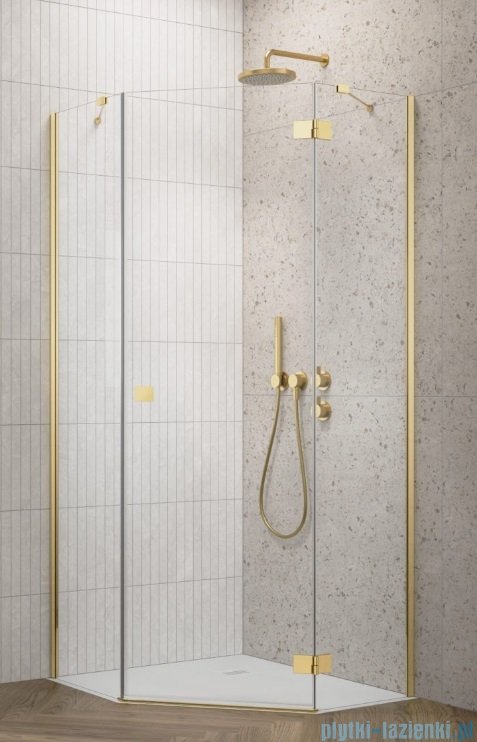 Radaway Essenza Gold Ptj kabina pięciokątna 100x80cm prawa szkło przejrzyste 1385010-09-01R/1385055-01-01
