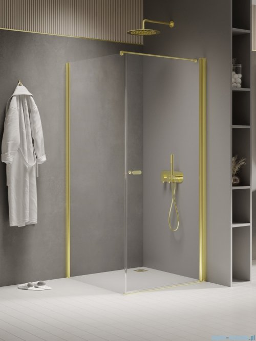 New Trendy New Soleo Light Gold 80x110x195 cm kabina wspornik prosty złoty połysk/szkło przejrzyste K-1837-WP