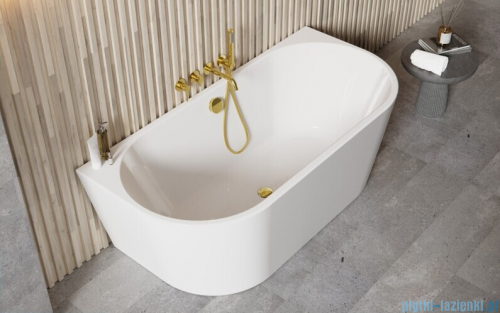 Besco Vica New wanna 160x80cm wolnostojąca przyścienna z odpływem klik-klak chrom z napełnieniem przez przelew #WAS-160VNN