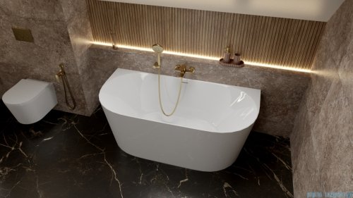 Lavita Lumio Wall wanna 160x75cm wolnostojąca przyścienna syfon klik-klak biały 5900378370604