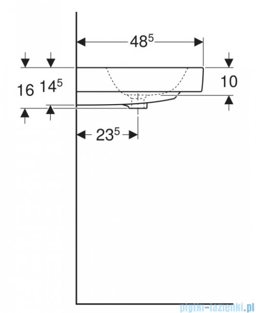Geberit iCon Umywalka ścienna podwójna z otworami na baterię 120x48 cm 124120000