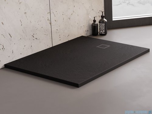 New Trendy Mori brodzik prostokątny z konglomeratu 100x80x3 cm czarny B-0403