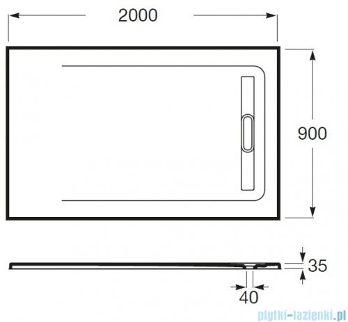 Roca Aquos 200x90cm brodzik prostokątny konglomeratowy biały AP6017D038401100