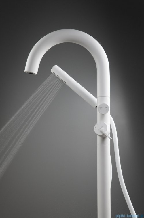 Deante SILIA Bateria wannowa wolnostojąca z zestawem prysznicowym bianco BQS_A17N