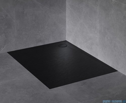 Omnires Stone brodzik prysznicowy kwadratowy 90x90x3 cm czarny mat STONE90/KBL