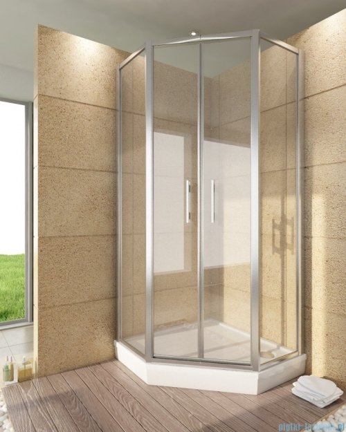 SanSwiss Top-Line Pięciokątna kabina prysznicowa TOP52 z drzwiami otwieranymi 90x90cm przejrzyste/biały TOP5270900407