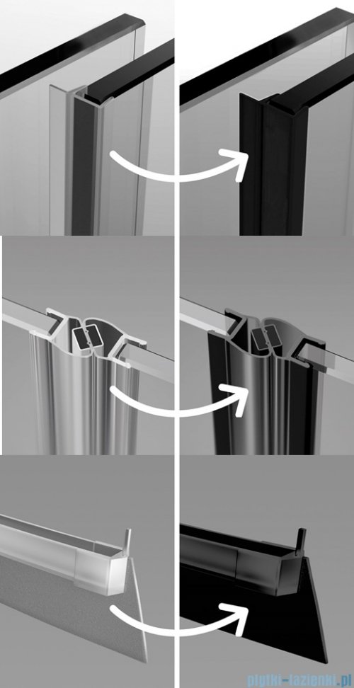 Radaway Idea Black 8 Dwj drzwi wnękowe 140cm prawe czarny mat/szkło przejrzyste 10330720-54-01R/10350653-01-01