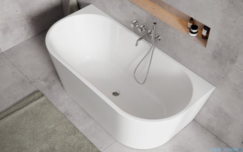 Besco Vica New wanna 150x80cm wolnostojąca przyścienna z odpływem klik-klak gun metal grafit #WAS-150VNGO