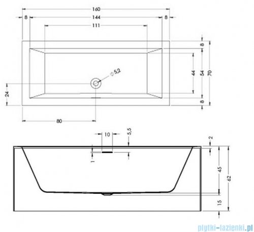 Riho Rethink Cubic Plug&amp;Play 160x70cm wanna prostokątna prawa B104011005