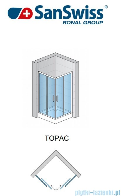 SanSwiss Top-Line TOPAC Wejście narożne 80cm profil biały Prawe TOPG08000407