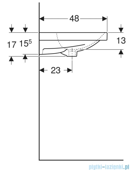 Geberit Acanto Umywalka ścienna z dwoma otworami na baterie 120x48 cm KeraTect 501.880.00.6