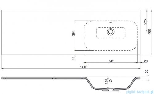 Oristo Are umywalka meblowa prawa konglomeratowa 140x46cm UME-AR-140-92-P-BO