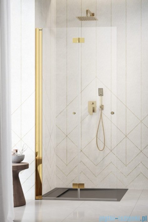 Radaway Nes 6 Gold KDD B kabina walk-in 80cm lewa złoty połysk szkło przejrzyste 10024080-09-01L