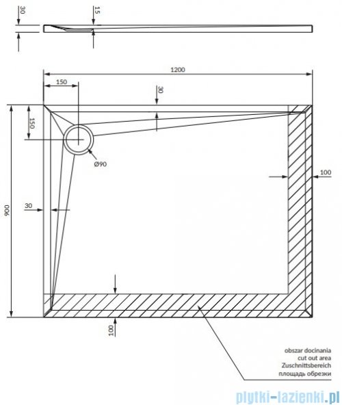 Omnires Stone brodzik prysznicowy prostokątny 90x120x3 cm czarny mat STONE90/120BL
