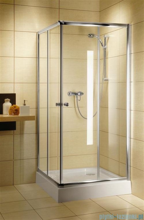 Radaway Classic C Kabina prysznicowa kwadratowa z drzwiami przesuwnymi 80x80 szkło fabric profile białe