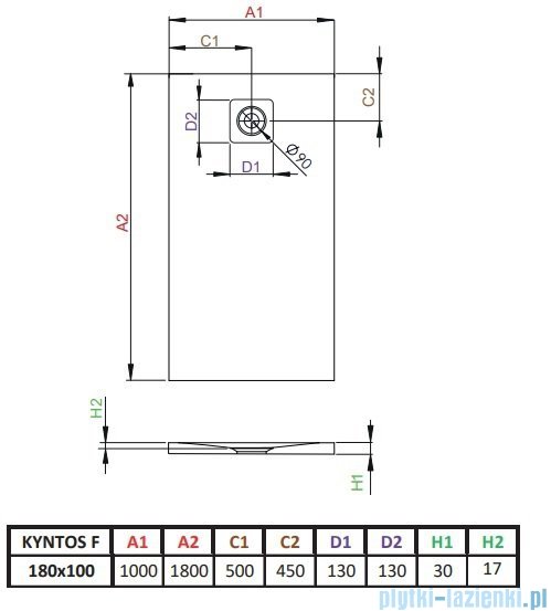 Radaway Kyntos F brodzik 180x100cm antracyt HKF180100-64