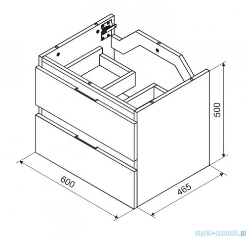 Excellent Tuto 2.0 szafka wisząca front gładki niski czarny 60x50x46,5 cm blat dąb Hikora MLEX.2172.K.60.01BL.BKBK