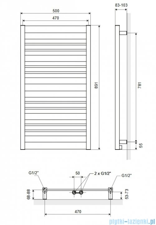 Excellent Conti 89x50 grzejnik łazienkowy czarny mat GREX.CO89.BL