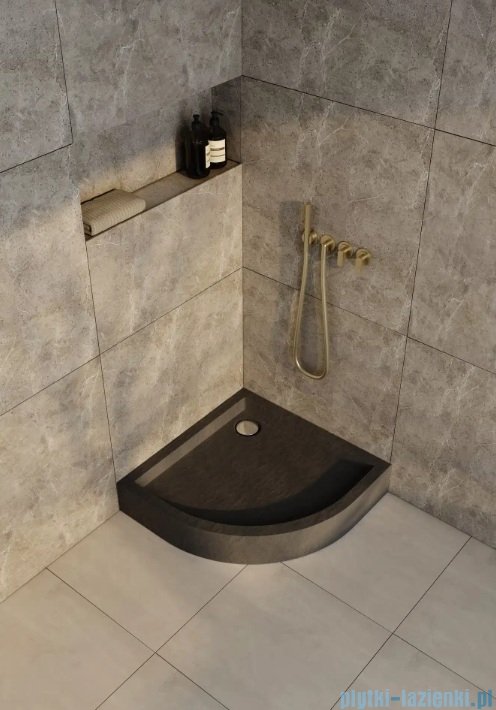 Schedpol Schedline Favory Plus brodzik półokrągły 90x90x16cm Black Stone 3ST.F1O-9090/C/ST