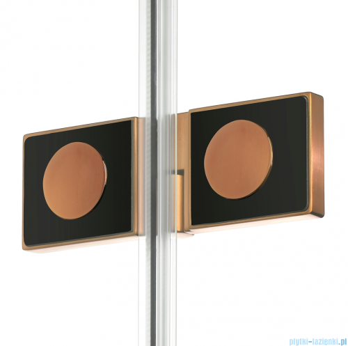 New Trendy Nesta Copper Brushed 80x200 cm drzwi wnękowe prawe wspornik skośny miedź szczotkowana/szkło przejrzyste D-0918A