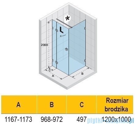 Riho Scandic NXT X203 kabina prysznicowa lewa 120x100cm czarna G001067121