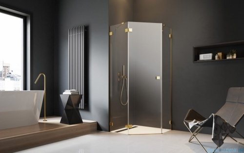 Radaway Essenza Pro Gold Ptj kabina pięciokątna 100x90 lewa złoty połysk/szkło przejrzyste 10100000-09-01L/10100900-01-01