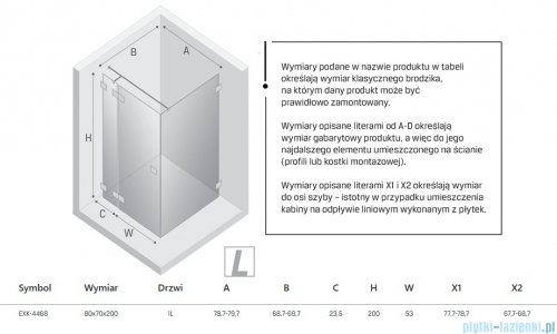 New Trendy Eventa kabina prysznicowa prostokątna 80x70x200 cm lewa przejrzyste EXK-4468