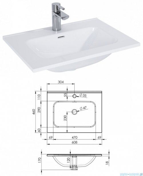 Elita Look szafka z umywalką 60x63x45cm biały mat 167592/145830