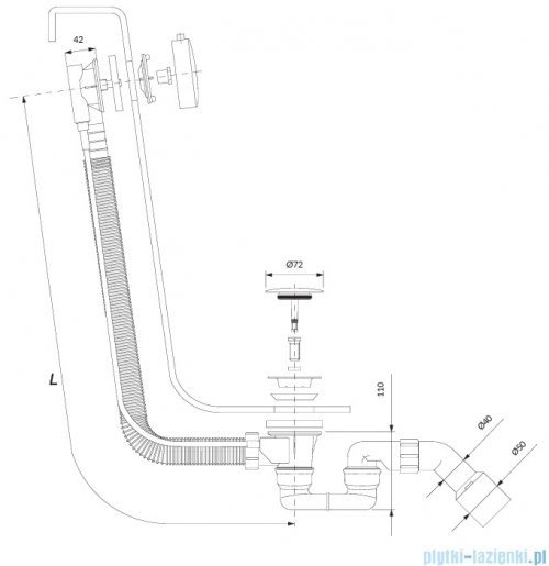 Omnires syfon wannowy automatyczny chrom połysk TK104-PLUS-3.01+64-SCR