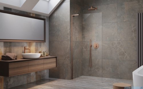 Radaway Modo SL II Brushed Copper kabina Walk-in 95x200 lewa szczotkowana miedź 10319095-93-01L