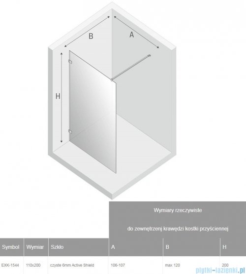 New Trendy Avexa kabina Walk-In 110x200 cm przejrzyste EXK-1544