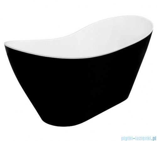 Besco Viya 170x72cm wanna wolnostojąca biało-czarna MATOWA + syfon klik-klak czarny czyszczony od góry #WMMC-170VKB