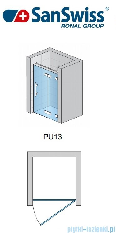 SanSwiss Pur PU13 Drzwi 1-częściowe wymiar specjalny profil chrom szkło Master Carre Prawe PU13DSM11030