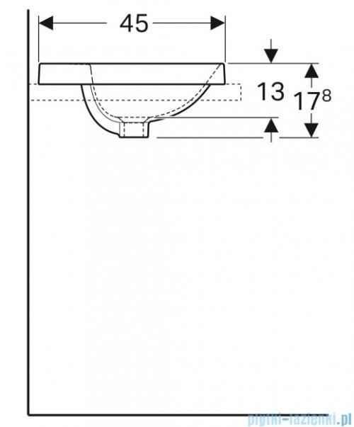 Geberit VariForm Umywalka owalna z półką z otworem na baterię 50x45cm 500.712.01.2