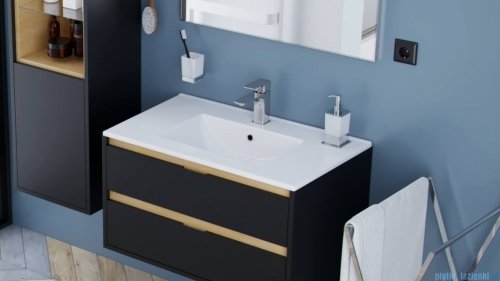 Excellent Tuto 2.0 szafka wisząca z umywalką AS front ryflowany 80x50x46,5 cm biały połysk MLEX.2171.K.80.0336.WHWH