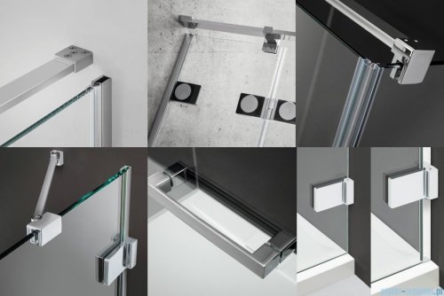 Radaway Euphoria DWJ Drzwi wnękowe 90 prawe szkło przejrzyste + brodzik Delos C + syfon 383612-01R/383212-01R/SDC0909-01