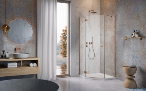 Radaway Essenza 8 Brushed Copper Ptj kabina pięciokątna 80x80cm lewa szczotkowana miedź 10490000-93-01L/10490100-01-01