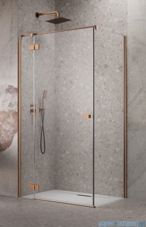 Radaway Essenza Kdj Brushed Copper kabina 90x80cm lewa szczotkowana miedź 1385044-93-01L/1384051-01-01