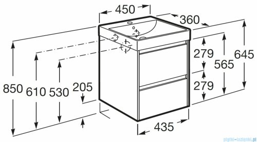 Roca Ona Unik zestaw szafka z umywalką 45x36x64 ZIELONY MAT A851681513