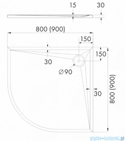 Schedpol Schedline Libra Cashmere Stone brodzik półokrągły 90x90x3cm 3SP.L1O-9090/PK/ST