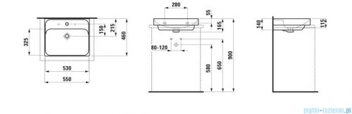 Laufen Meda umywalka ścienna 55x46cm biały mat H8161127571041